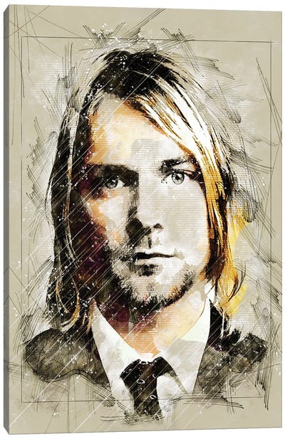 Cobain Sketch Canvas Art Print - Durro Art