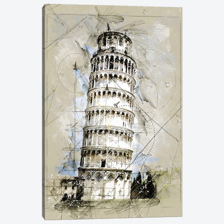 Pisa Sketch Canvas Print #DUR1027} by Durro Art Canvas Art