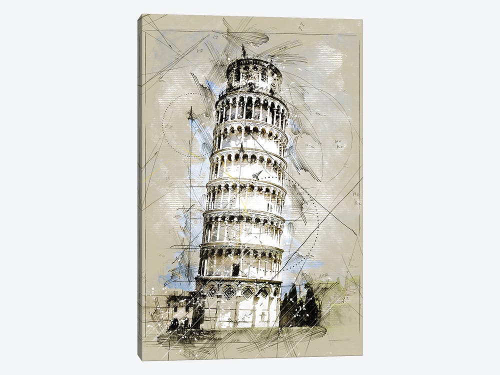 Pisa Sketch by Durro Art 1-piece Canvas Artwork