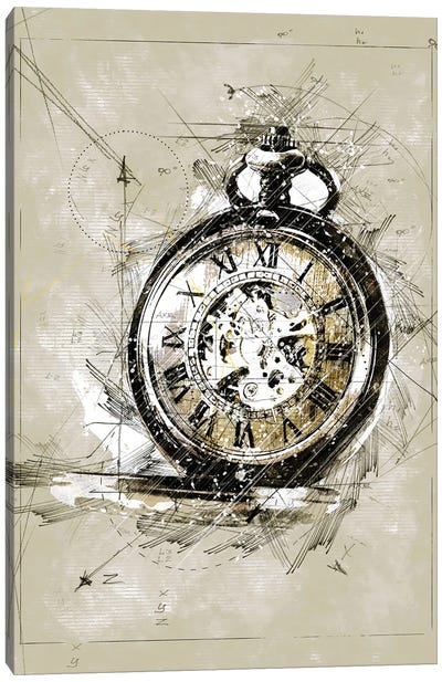 Watch Sketch Canvas Art Print - Clock Art
