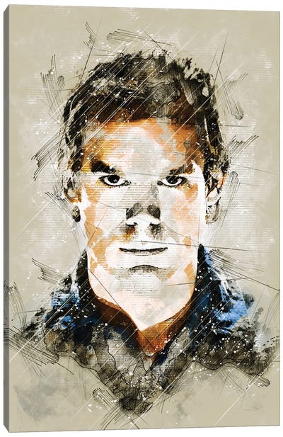Dexter Sketch II Canvas Art Print - Crime Drama TV Show Art
