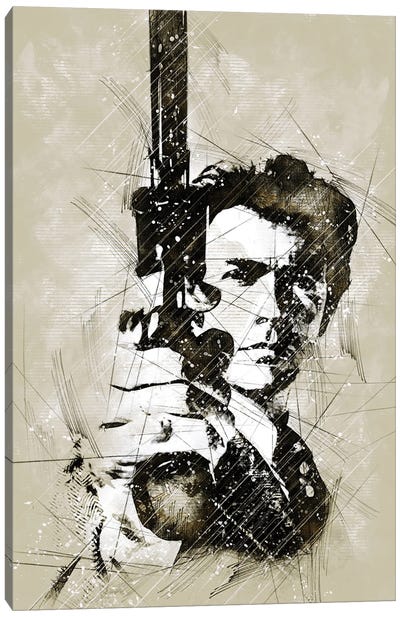 Clint Sketch Canvas Art Print - Clint Eastwood