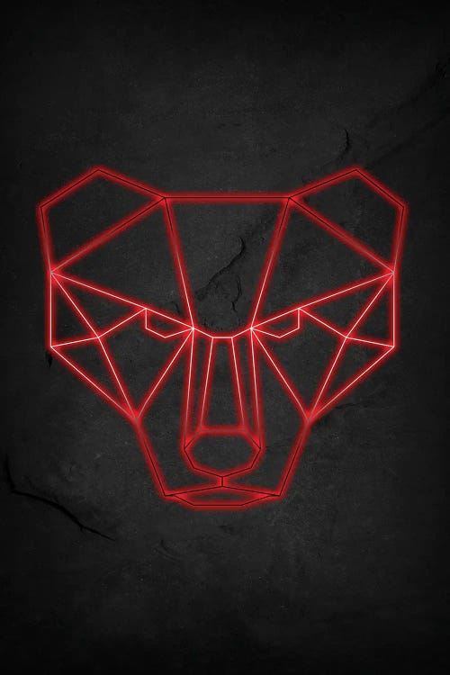 Bear Red Geometric by Durro Art wall art
