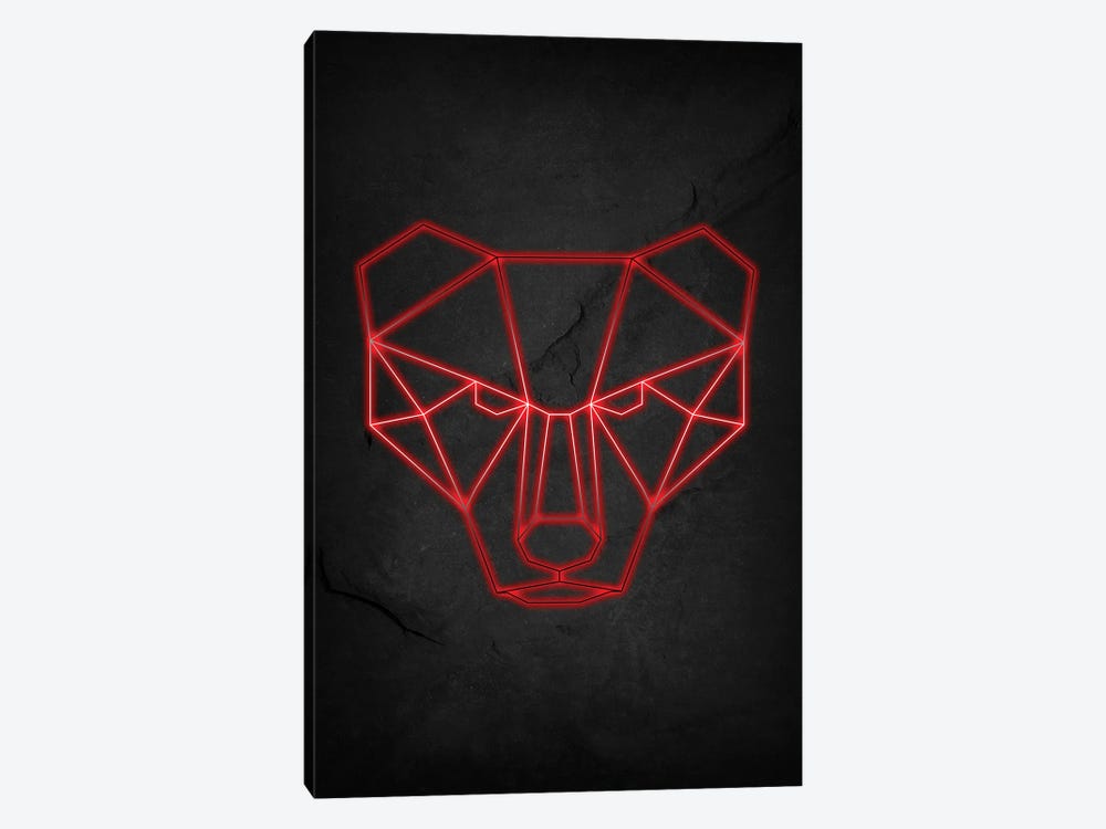 Bear Red Geometric by Durro Art 1-piece Canvas Print