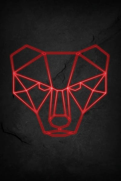 Neon: Bear Red Geometric by Durro Art