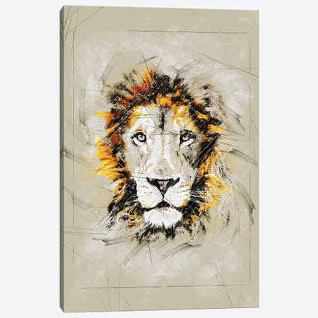 Lion Sketch II Canvas Print #DUR1065} by Durro Art Canvas Art