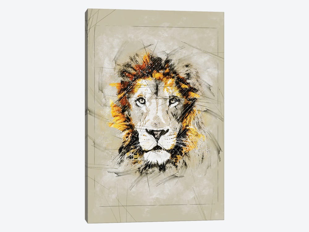 Lion Sketch II by Durro Art 1-piece Canvas Wall Art