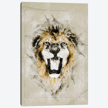 Lion Sketch Canvas Print #DUR1066} by Durro Art Canvas Art