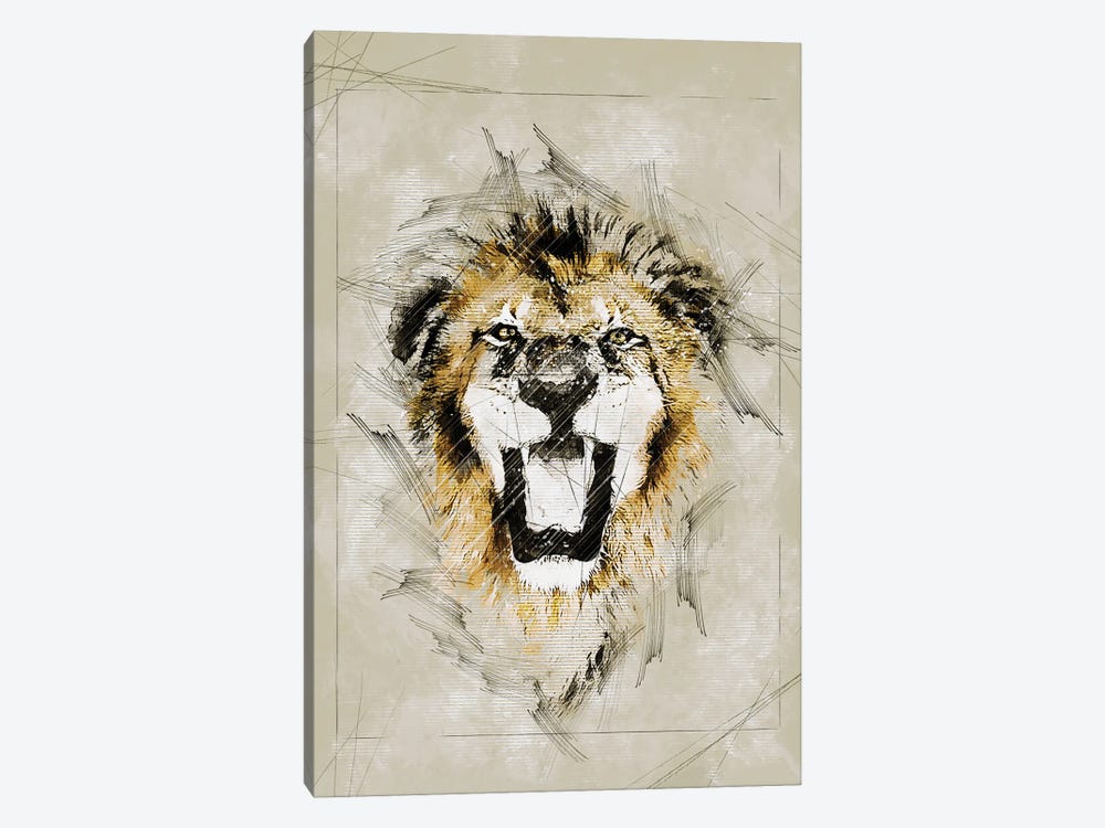 Lion Sketch by Durro Art 1-piece Canvas Art Print