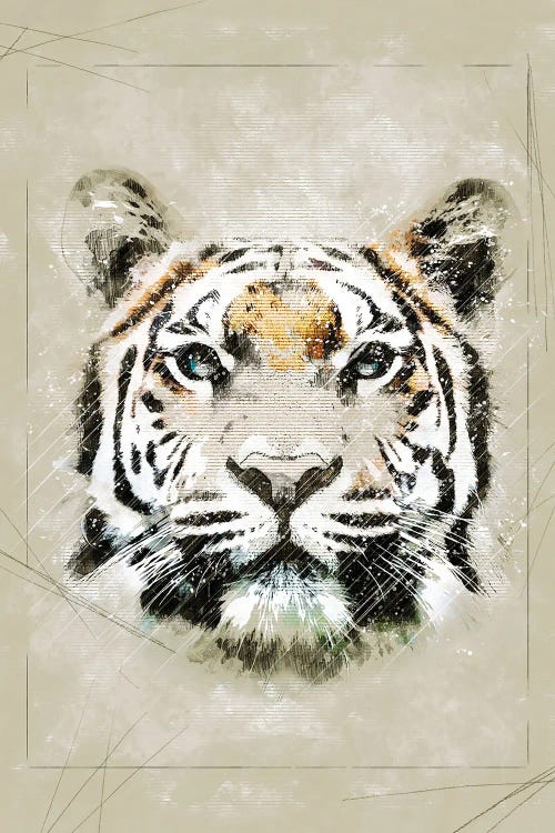 Tiger Painting Watercolour Canvas Picutre Print Wild Cat Paint Splash  Bengal Tiger 