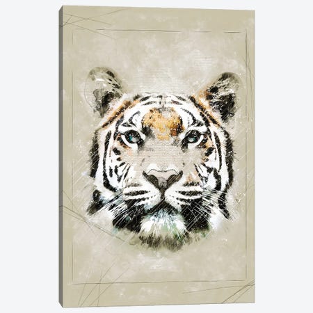 Tiger Sketch Canvas Print #DUR1067} by Durro Art Canvas Art