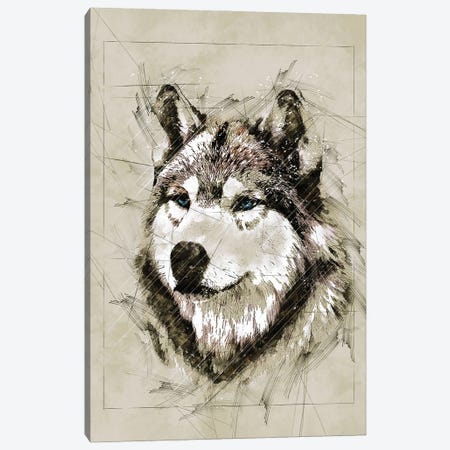 Wolf Sketch II Canvas Print #DUR1068} by Durro Art Art Print