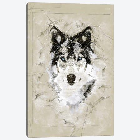 Wolf Sketch Canvas Print #DUR1069} by Durro Art Canvas Print