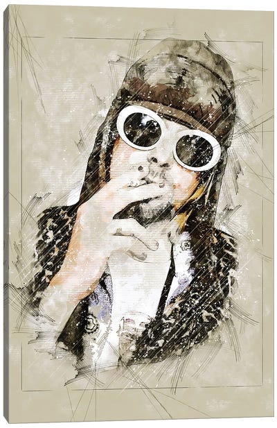 Kurt Sketch Canvas Art Print - Kurt Cobain