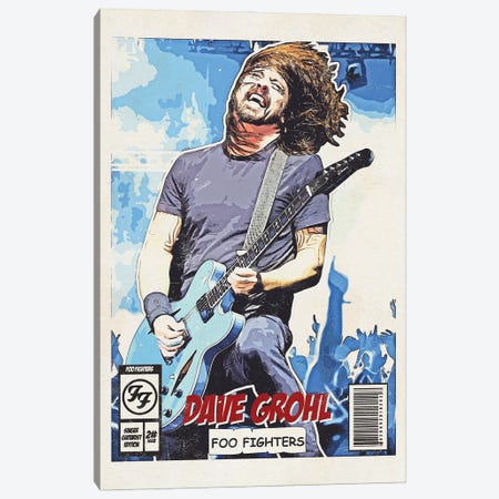 Dave Grohl Comic Canvas Print #DUR1075} by Durro Art Canvas Print