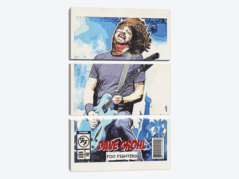Dave Grohl Comic by Durro Art 3-piece Canvas Print