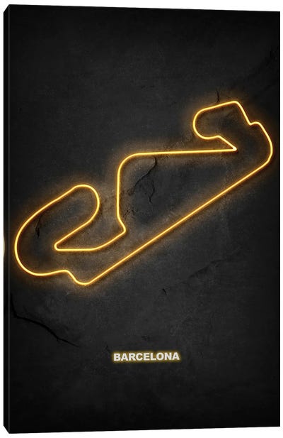 Barcelona Circuit Neon Canvas Art Print - Auto Racing Art