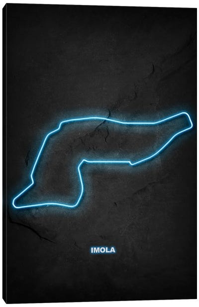 Imola Circuit Neon Canvas Art Print - Auto Racing Art