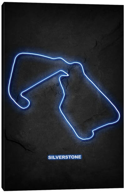 Silverstone Circuit Neon Canvas Art Print - Auto Racing Art