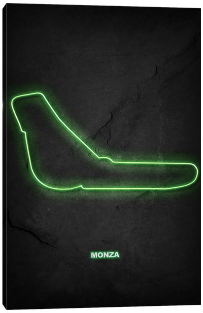 Monza Circuit Neon Canvas Art Print - Auto Racing Art