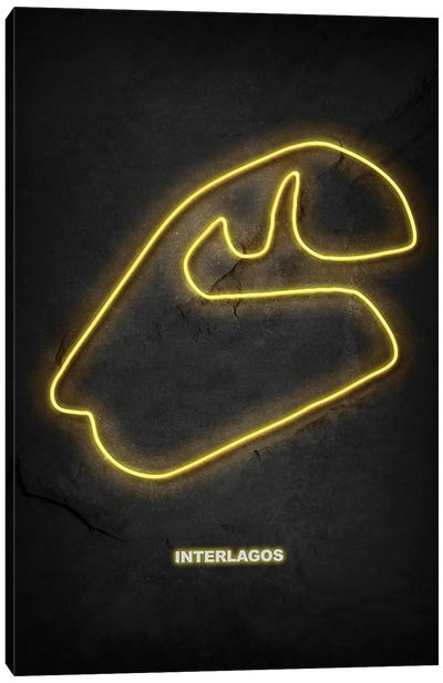 Interlagos Circuit Neon Canvas Art Print - Auto Racing Art