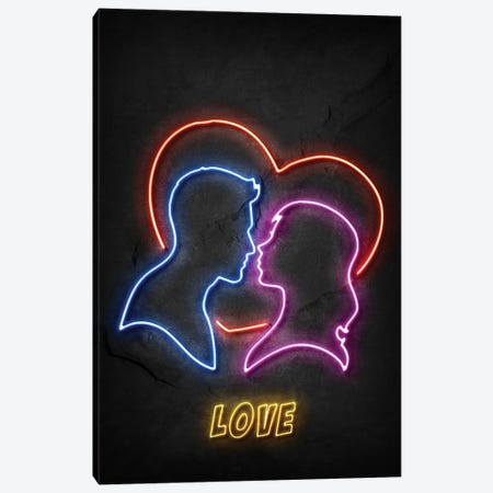 Love Silhouettes Neon Canvas Print #DUR1131} by Durro Art Canvas Print