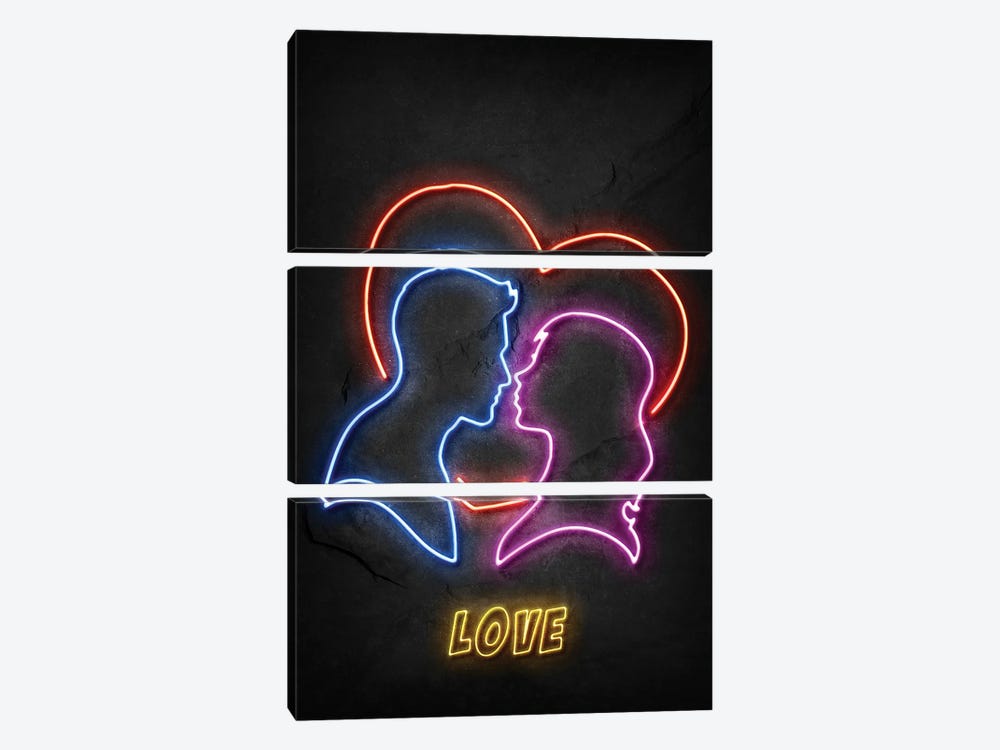 Love Silhouettes Neon by Durro Art 3-piece Canvas Artwork