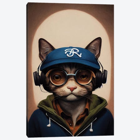 Cat Hipster Canvas Print #DUR1153} by Durro Art Canvas Print