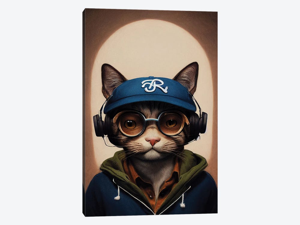 Cat Hipster by Durro Art 1-piece Canvas Wall Art