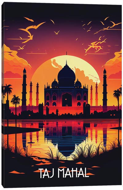 Taj Mahal Poster Canvas Art Print - The Seven Wonders of the World