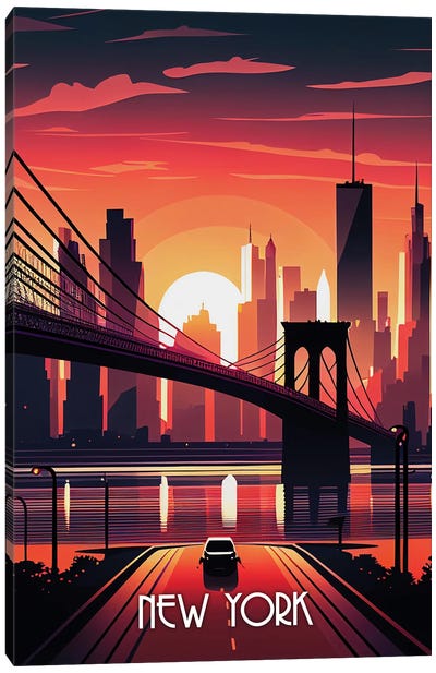New York City II Canvas Art Print - Brooklyn Bridge