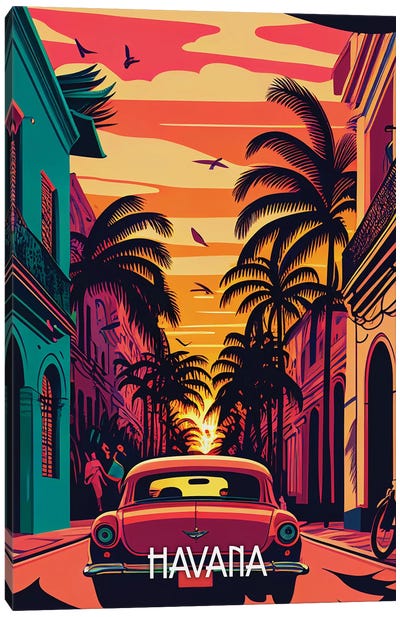 Havana City Canvas Art Print - Caribbean Art