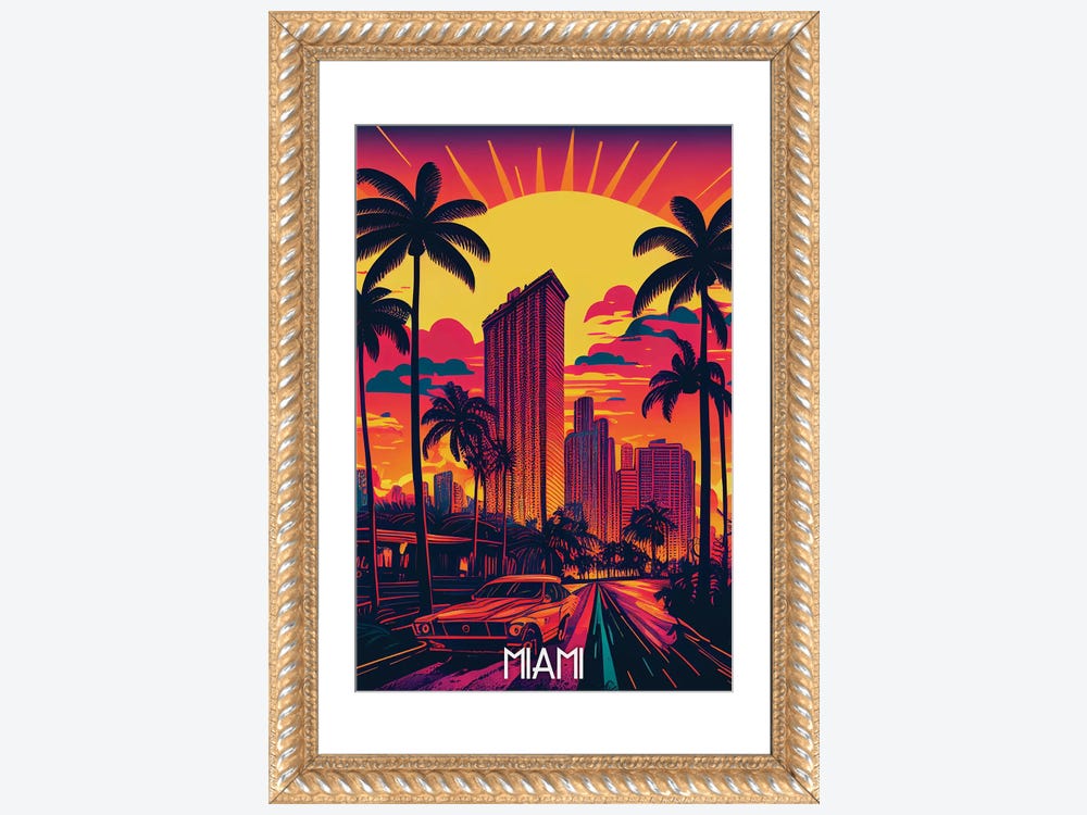 Framed SUPREME x Miami Design District Canvas Art Poster HUGE BRAND NEW