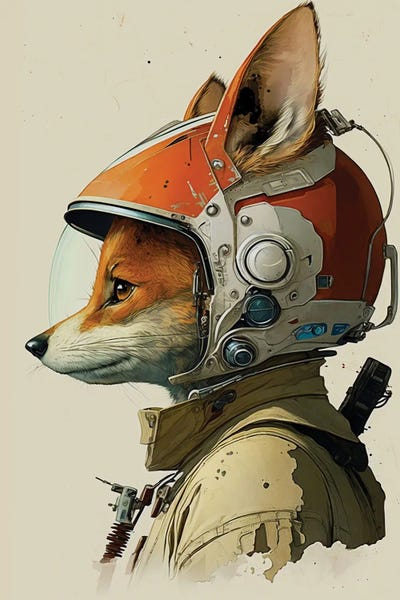 Astronaut Fox by Durro Art metal wall art