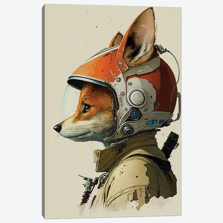 Astronaut Fox Canvas Print #DUR1191} by Durro Art Canvas Print