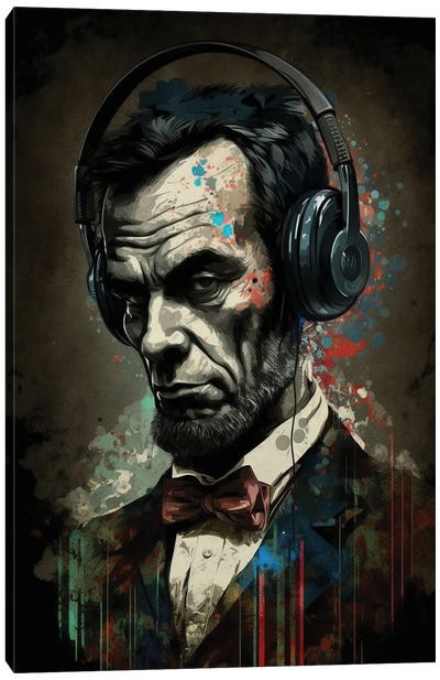Lincoln With Headphones II Canvas Art Print - Abraham Lincoln