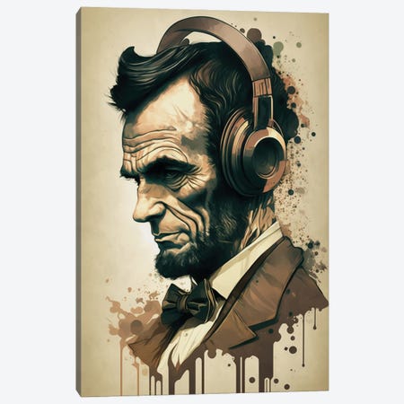 Lincoln With Headphones Canvas Print #DUR1204} by Durro Art Canvas Art