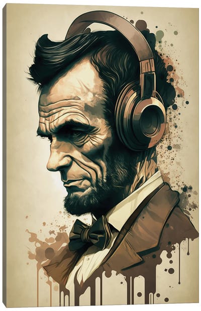 Lincoln With Headphones Canvas Art Print - Abraham Lincoln