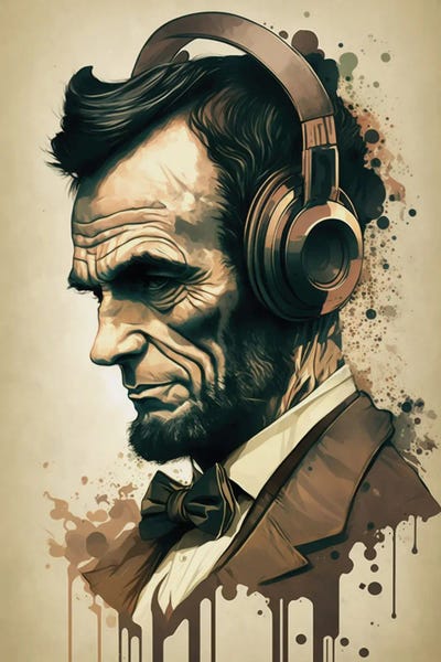Abraham Lincoln: Lincoln With Headphones by Durro Art