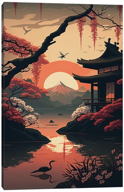 Japanese Garden II Canvas Art Print - Pagodas