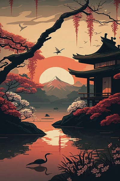 Pagodas: Japanese Garden II by Durro Art