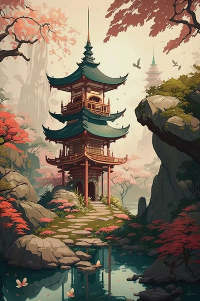 Pagodas: Japanese Garden IV by Durro Art