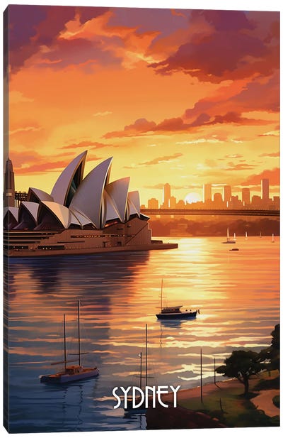 Sydney City Art Canvas Art Print - City Sunrise & Sunset Art