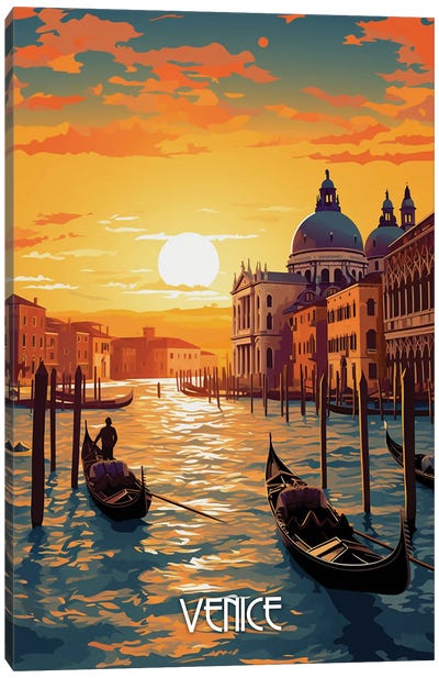 Venice City Art Canvas Art Print - Urban River, Lake & Waterfront Art