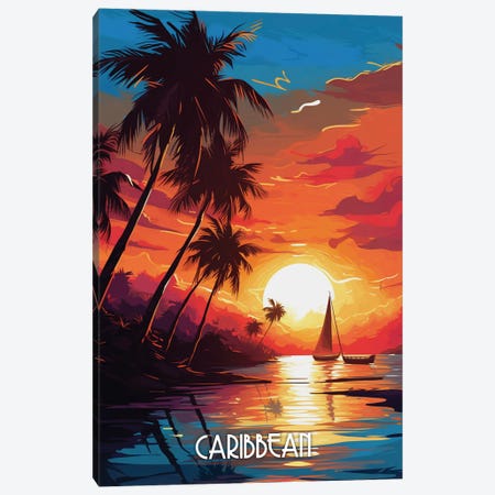 Caribbean Sunset Art Canvas Print #DUR1224} by Durro Art Canvas Artwork
