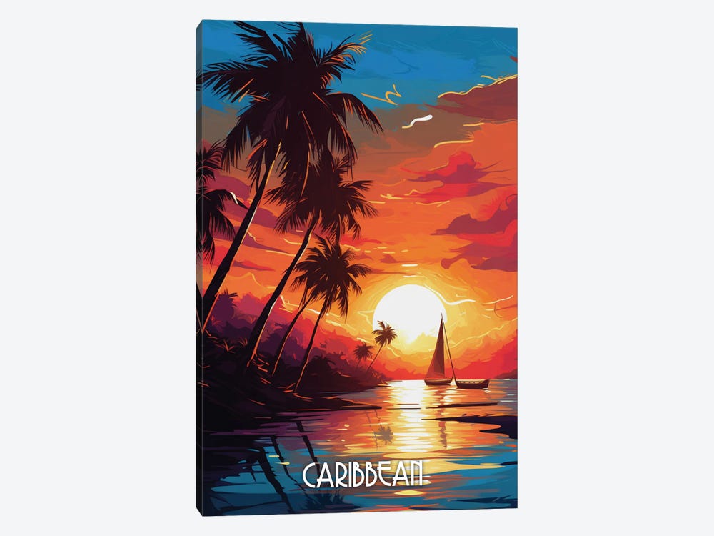 Caribbean Sunset Art by Durro Art 1-piece Canvas Wall Art