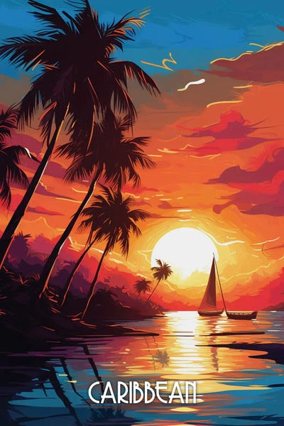 Caribbean: Caribbean Sunset Art by Durro Art