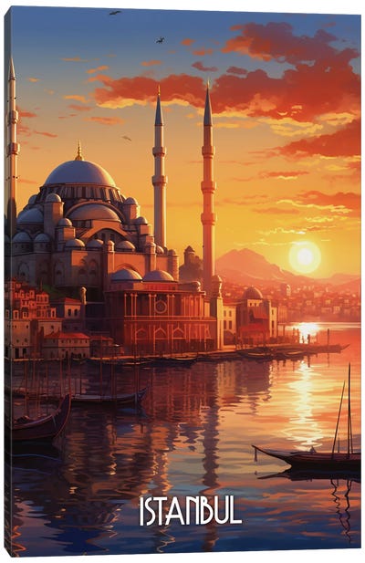 Istanbul City Art Canvas Art Print - Turkey Art