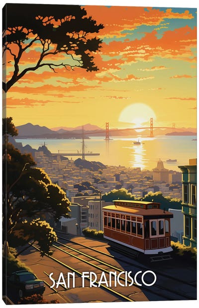 San Francisco City Art Canvas Art Print - Golden Gate Bridge