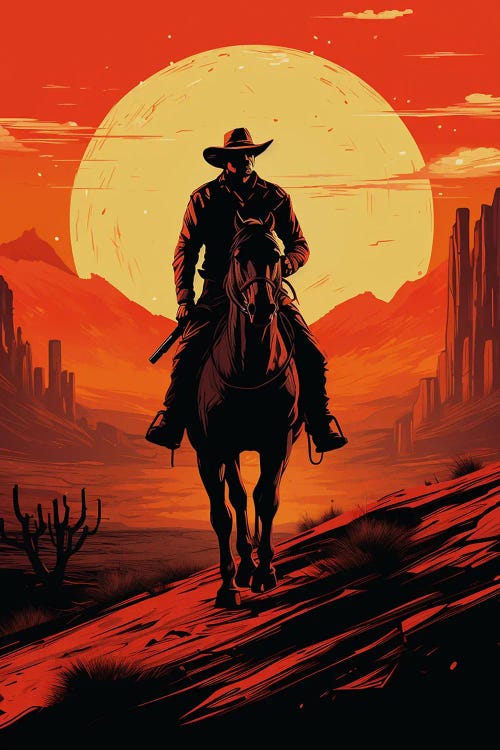 Cowboy Silhouette print by Durro Art